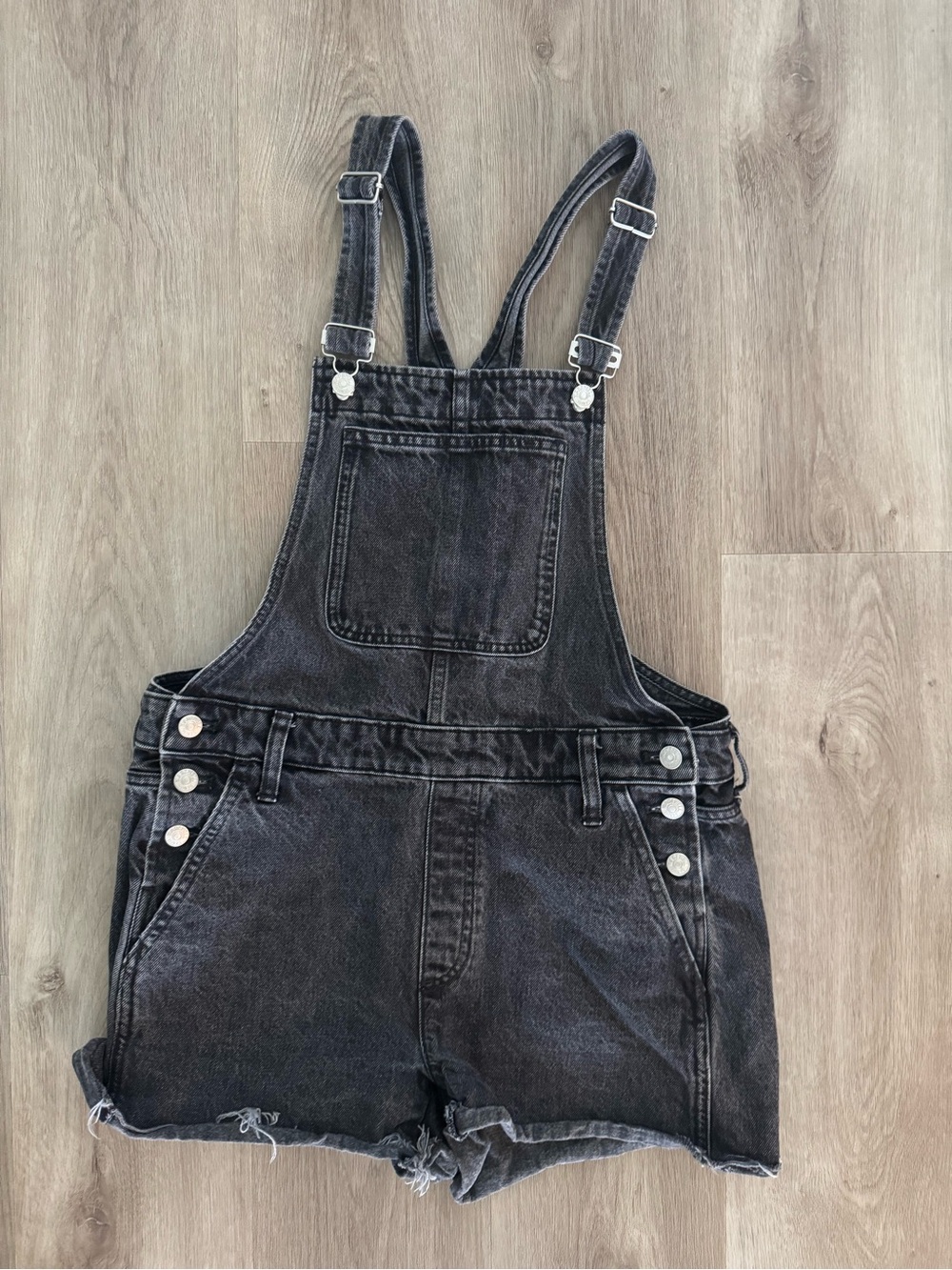 Madewell Denim Short Overalls Black / Gray Wash size Medium
